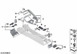 Aanbouwdelen middenconsole diagram for BMW X1L F49 LCI X1 25Li