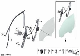 DOOR WINDOW LIFTING MECHANISM FRONT diagram for BMW X4 F26 28iX