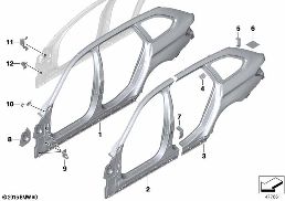 サイド フレーム diagram for BMW 5 Series G31 ツーリング LCI 530e