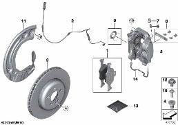 FRONT WHEEL BRAKE diagram for BMW 7 Series G11 LCI 730dX