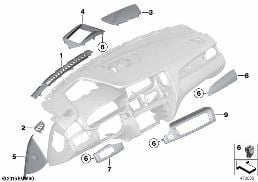MOUNTING PARTS, I-PANEL, TOP diagram for BMW X4 F26 28iX