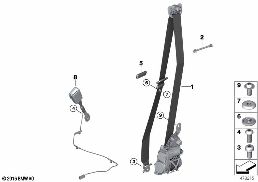 Bezpečnostní pás REMA vpředu diagram for BMW 5 Series G38 LCI 535Le