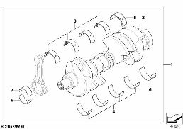 CRANKSHAFT WITH BEARING SHELLS diagram for BMW 7 Series E65 740d