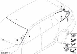 WINDOW MOUNTING PARTS diagram for BMW 3 Series F31 328i