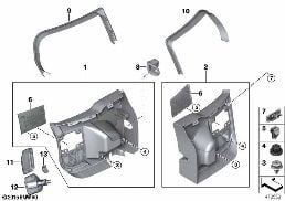 Döşeme, arka kapılar diagram for BMW MINI Clubman F54 One