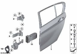 REAR DOOR - HINGE/DOOR BRAKE diagram for BMW 3 Series F30 LCI 340i
