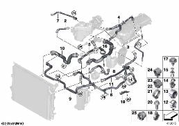 Шланги системы охлаждения diagram for BMW 3 Series F31 LCI 340i