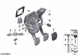 PEDAL ASSEMBLY, MANUAL TRANSMISSION diagram for BMW 5 Series G31 Touring 520d