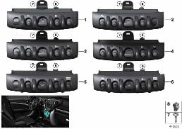 Zespół przełączników konsoli środkowej diagram for BMW MINI F56 LCI JCW