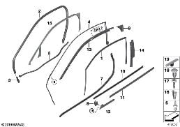 TRIM AND SEALS FOR DOOR, FRONT diagram for BMW i8 I12 i8