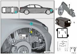 RELAY FOR ELECTRIC FAN MOTOR, K5 diagram for BMW 5 Series G38 530Le