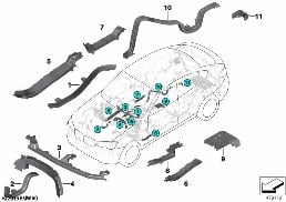 WIRING HARNESS COVERS/CABLE DUCTS diagram for BMW X3 F25 28iX