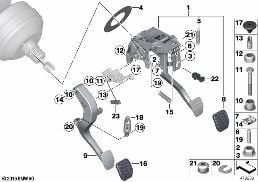 Συγκρότ.πεντάλ με ελατήρ.υπέρβ.νεκρ.σημ. diagram for BMW 3 Series F80 M3 M3