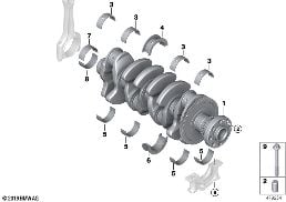 CRANKSHAFT WITH BEARING SHELLS diagram for BMW X3 G01 LCI 30i