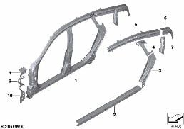 SIDE FRAME SECTION, CENTER diagram for BMW 6 Series G32 GT 640iX