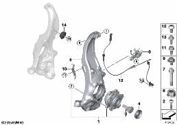 SWIVEL/WHEEL BEARING, FRONT, AWD diagram for BMW 7 Series G11 730dX