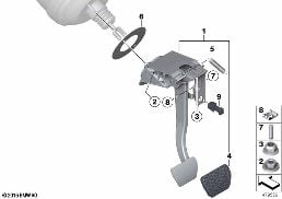 Συγκρότημα πεντάλ αυτόματ.κιβωτ.ταχυτήτ. diagram for BMW 3 Series F30 LCI 330i