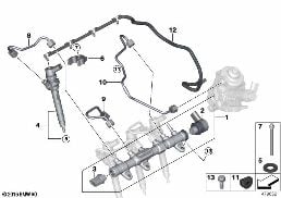 HIGH PRESSURE ACCUMULATOR/INJECTOR/LINE diagram for BMW 2 Series F22 LCI 220d