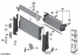 COOLANT RADIATOR MOUNTING HARDWARE diagram for BMW 5 Series F11 520i