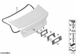 Monteringsdetaljer bagagelucka diagram for BMW 5 Series G30 520i