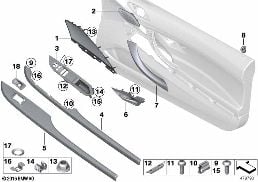MOUNTING PARTS, DOOR TRIM diagram for BMW 6 Series F12 650iX