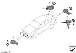 PARK DISTANCE CONTROL (PDC) diagram for BMW 3 Series F34 GT LCI 318d