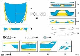 Pegatinas policía Baviera azul diagram for BMW 5 Series G30 530dX