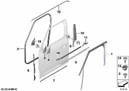 TRIM AND SEALS FOR DOOR, FRONT