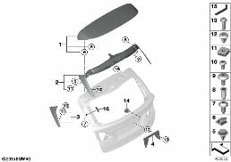 TRUNK LID, MOUNTING PARTS diagram for BMW 2 Series F45 Active Tourer LCI 225i