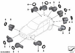 ULTRASONIC SENSOR (PDC/PMA) diagram for BMW 1 Series F20 LCI 114d