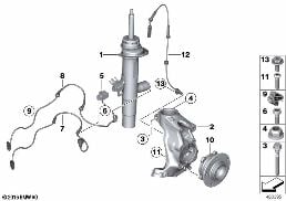 STRUT FRONT VDC / MOUNTING PARTS diagram for BMW 3 Series F30 LCI 330d