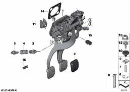PEDAL ASSEMBLY, MANUAL TRANSMISSION diagram for BMW 3 Series G20 Sedan 318d