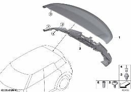 RETROFIT REAR SPOILER JCW diagram for BMW MINI Countryman F60 Cooper