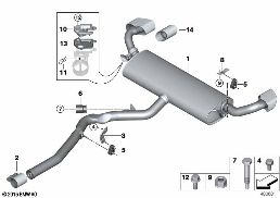 Abgasanlage hinten diagram for BMW X6 F16 28iX