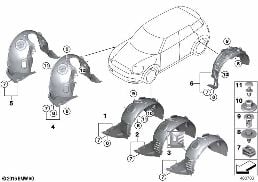 แผ่นปิดบังโคลนล้อ diagram for BMW MINI Countryman F60 One