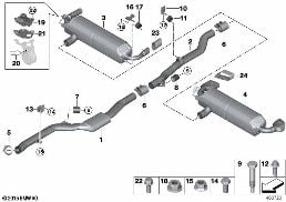 Sistema de escape tras. diagram for BMW 5 Series G30 LCI 520i
