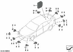 PARK DISTANCE CONTROL (PDC) diagram for BMW 6 Series G32 GT 630i
