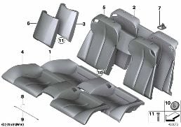 SEAT REAR, UPHOLSTERY & COVER BASE SEAT diagram for BMW 6 Series F12 640i
