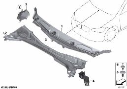 Bekleding paravent buiten diagram for BMW X1L F49 LCI X1 25Li