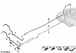 FUEL PIPE AND MOUNTING PARTS diagram for BMW X1 F48 20dX