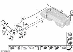 Palivové potrubí/upevňovací díly diagram for BMW MINI Countryman F60 Cooper