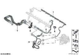 Palivová potrubí/upevňovací díly diagram for BMW X5 G05 30dX