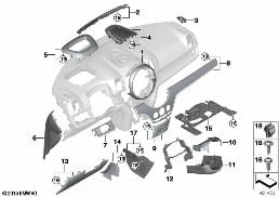 ชิ้นส่วนจับยึดแผงหน้าปัด diagram for BMW MINI Countryman F60 One