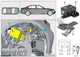 Relé electroventilador motor 850 W K5 diagram for BMW 5 Series G30 520i