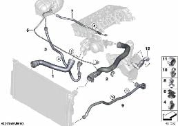 COOLING SYSTEM COOLANT HOSES diagram for BMW 4 Series F36 Gran Coupé LCI 420d