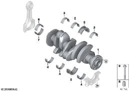 CRANKSHAFT WITH BEARING SHELLS diagram for BMW 2 Series F46 Gran Tourer 218i