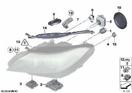SINGLE COMPONENTS FOR HEADLIGHT diagram for BMW Z4 E89 30i
