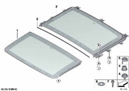 PANORAMA GLASS ROOF GLASS PANEL diagram for BMW 6 Series G32 GT 620dX