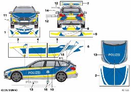 STICKER POLICE BAVARIA BLUE diagram for BMW 3 Series F31 LCI 320dX