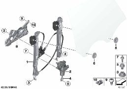 DOOR WINDOW LIFTING MECHANISM REAR diagram for BMW 3 Series F34 GT 335iX